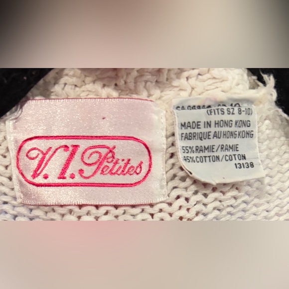 Vintage V.I. Petites Floral Ramie Cotton Cardigan Hong Kong Cottagecore Sz 8-10 - Picture 9 of 11